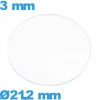 Verre 21,2 mm pour montre verre minéral circulaire