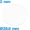 Verre pour montre verre minéral circulaire 28,6 mm plat