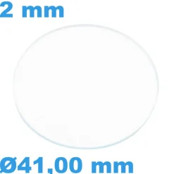 Verre Rond de montre Saphir Plat 41 mm épaisseur 2 mm résistant aux rayures