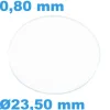 Verre Saphir de montre Plat Circulaire 23,50 mm épaisseur 0,80 mm résistant aux rayures
