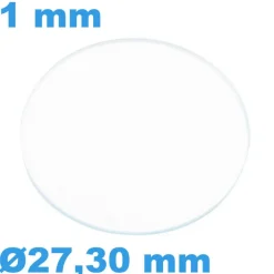 Verre Saphir de montre Plat Rond 27,30 mm épaisseur 1 mm résistant aux rayures