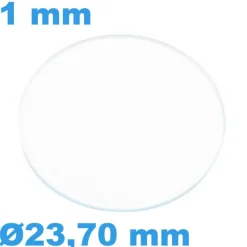 Verre Saphir 23,70 mm de montre Rond Plat épaisseur 1 mm inrayable