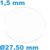 Verre Saphir 27,50 mm de montre Rond Plat épaisseur 1,5 mm inrayable