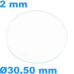 Verre Saphir 30,50 mm de montre Rond Plat épaisseur 2 mm inrayable