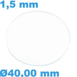 Verre Saphir 40 mm Plat de montre Rond épaisseur 1,5 mm résistant aux rayures