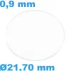 Verre Saphir 21,7 mm Plat Sternkreuz de montre Rond épaisseur 0,9 mm inrayable