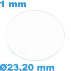 Verre Saphir 23,20 mm pour montre Circulaire Plat épaisseur 1 mm inrayable