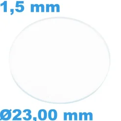 Verre Saphir 23 mm pour montre Rond Plat épaisseur 1,5 mm résistant aux rayures