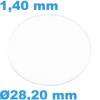 Verre Saphir 28,20 mm Sternkreuz pour montre Rond Plat épaisseur 1,40 mm inrayable