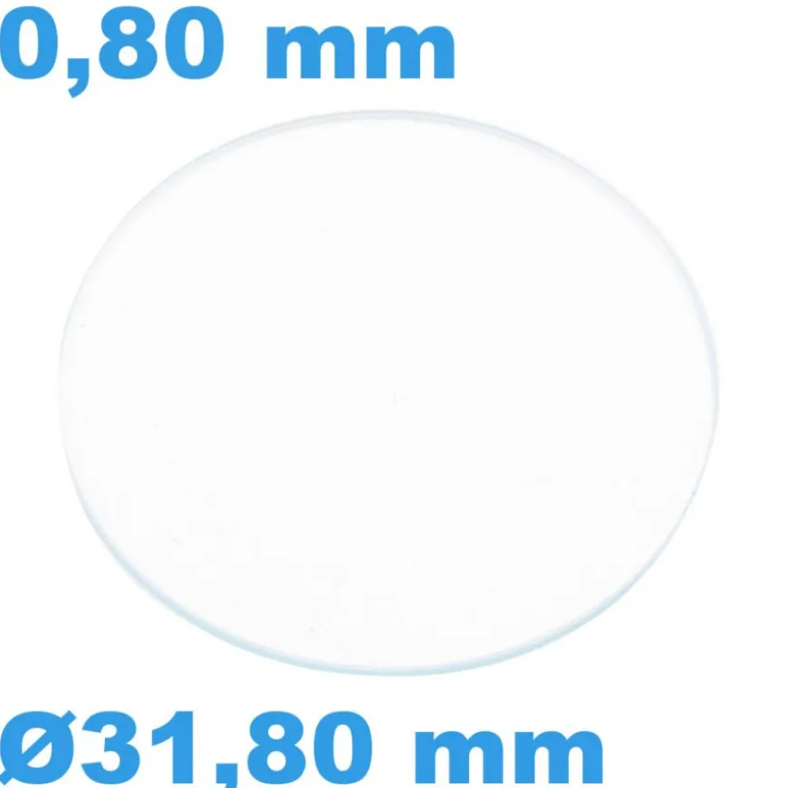 Verre Saphir Plat de montre Circulaire 31,80 mm épaisseur 0,80 mm résistant aux rayures