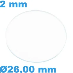 Verre Saphir Plat de montre Circulaire 26 mm épaisseur 2 mm inrayable