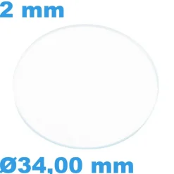 Verre Saphir Plat de montre Circulaire 34 mm épaisseur 2 mm résistant aux rayures