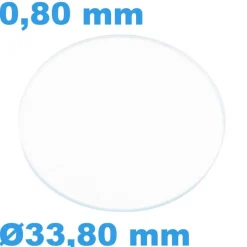 Verre Saphir Plat de montre Rond 33,80 mm épaisseur 0,80 mm résistant aux rayures