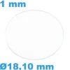 Verre Saphir Plat pour montre Rond 18,1 mm épaisseur 1 mm résistant aux rayures