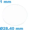 Verre Saphir Plat pour montre Rond 28,40 mm épaisseur 1 mm inrayable