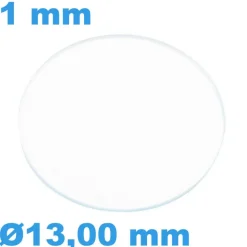 Verre Saphir Plat pour montre Circulaire 13,00 mm épaisseur 1 mm inrayable