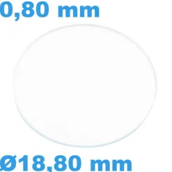 Verre Saphir Plat pour montre Rond 18,8 mm épaisseur 0,80 mm résistant aux rayures