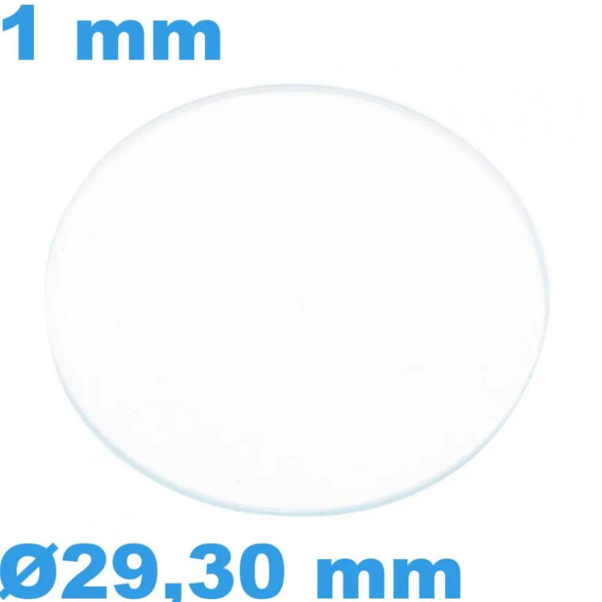 Verre Saphir pour montre Plat Circulaire 29,30 mm épaisseur 1 mm résistant aux rayures