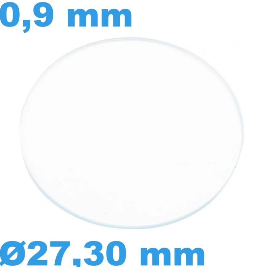 Verre Sternkreuz Circulaire Saphir 27,30 mm de montre Plat épaisseur 0,9 mm résistant aux rayures