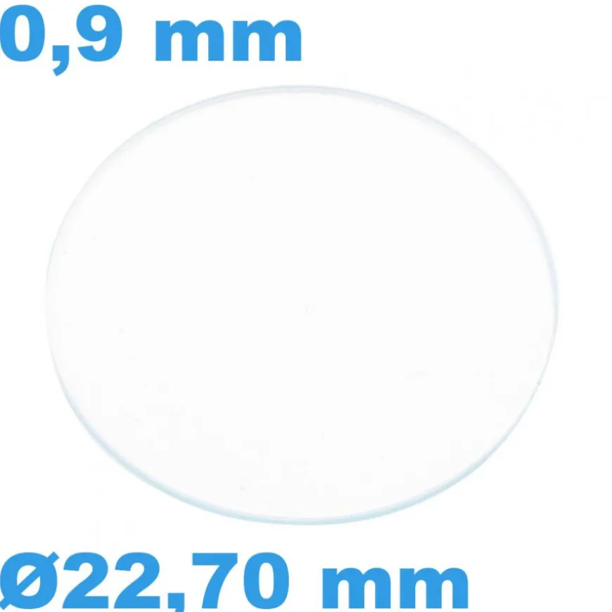 Verre Sternkreuz Circulaire Saphir 22,70 mm pour montre Plat épaisseur 0,9 mm résistant aux rayures