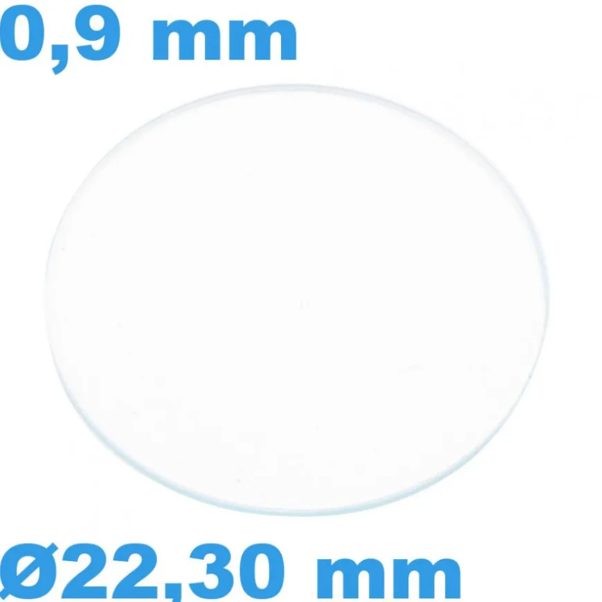 Verre Sternkreuz Circulaire Saphir 22,30 mm de montre Plat épaisseur 0,9 mm inrayable