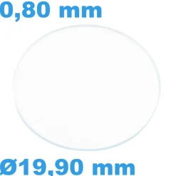 Verre Sternkreuz Circulaire Saphir 19,9 mm de montre Plat épaisseur 0,80 mm résistant aux rayures
