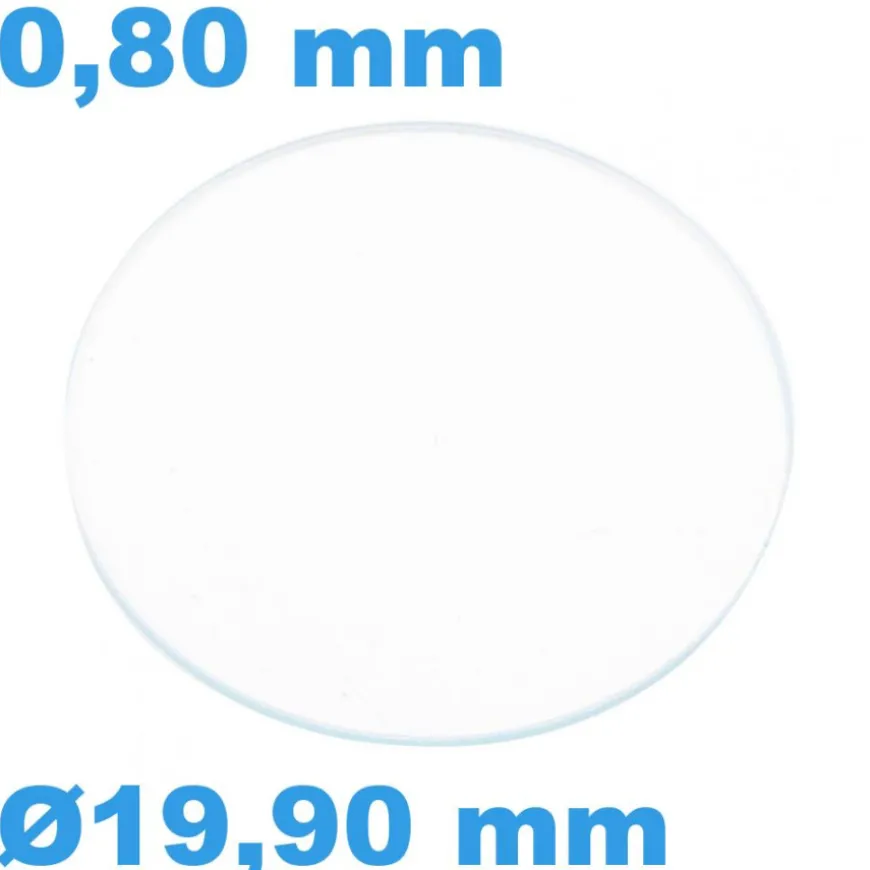 Verre Sternkreuz Circulaire Saphir 19,9 mm de montre Plat épaisseur 0,80 mm résistant aux rayures
