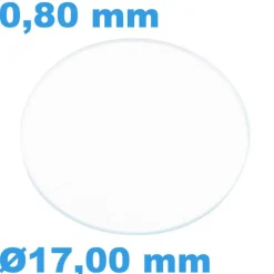 Verre Sternkreuz Circulaire Saphir 17,00 mm pour montre Plat épaisseur 0,80 mm résistant aux rayures