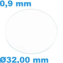 Verre Sternkreuz de montre 32 mm Saphir Plat Circulaire épaisseur 0,9 mm inrayable