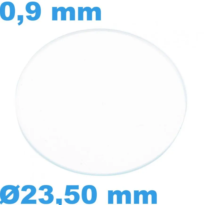 Verre Sternkreuz de montre 23,50 mm Saphir Plat Circulaire épaisseur 0,9 mm résistant aux rayures