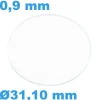 Verre Sternkreuz Plat Rond Saphir de montre 31,10 mm épaisseur 0,9 mm inrayable