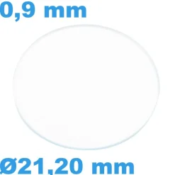 Verre Sternkreuz Rond Saphir 21,2 mm de montre Plat épaisseur 0,9 mm résistant aux rayures