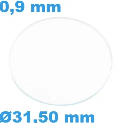Verre Sternkreuz Saphir de montre Plat Circulaire 31,50 mm épaisseur 0,9 mm inrayable
