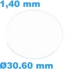 Verre Sternkreuz Saphir de montre Plat Rond 30,60 mm épaisseur 1,40 mm inrayable