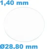 Verre Sternkreuz Saphir de montre Plat Rond 28,80 mm épaisseur 1,40 mm inrayable
