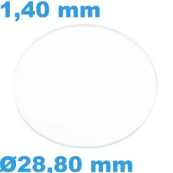 Verre Sternkreuz Saphir de montre Plat Rond 28,80 mm épaisseur 1,40 mm inrayable