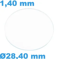 Verre Sternkreuz Saphir de montre Plat Rond 28,40 mm épaisseur 1,40 mm résistant aux rayures