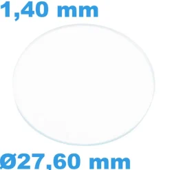 Verre Sternkreuz Saphir Plat pour montre Rond 27,60 mm épaisseur 1,40 mm résistant aux rayures