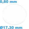 Verre Sternkreuz Saphir pour montre Plat Rond 17,30 mm épaisseur 0,80 mm inrayable