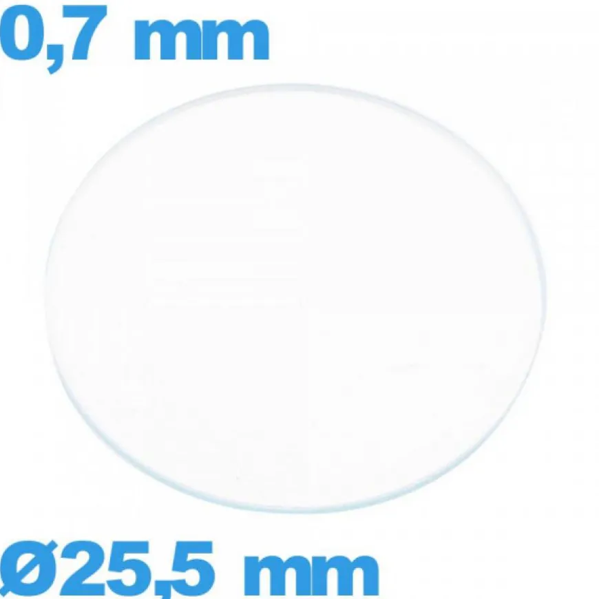 Verre verre minéral circulaire 25,5 mm de montre