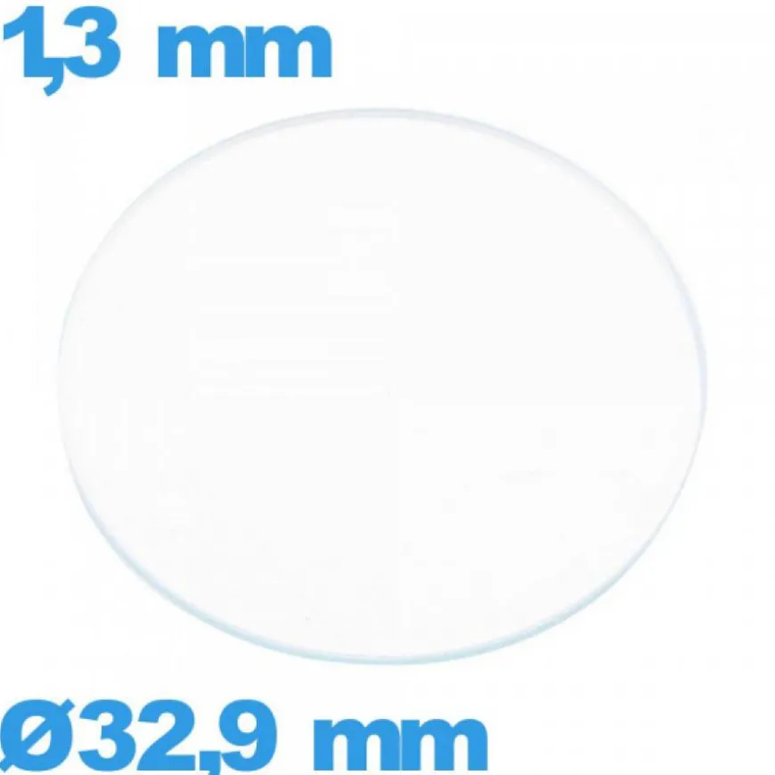 Verre verre minéral circulaire 32,9 mm de montre