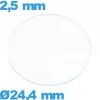 Verre verre minéral circulaire de montre 24,4 mm
