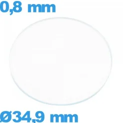 Verre verre minéral circulaire de montre 34,9 mm