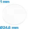 Verre verre minéral circulaire 24,6 mm montre