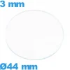 Verre verre minéral circulaire de montre 44 mm