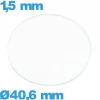 Verre verre minéral circulaire 40,6 mm montre