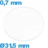 Verre verre minéral circulaire 31,5 mm montre