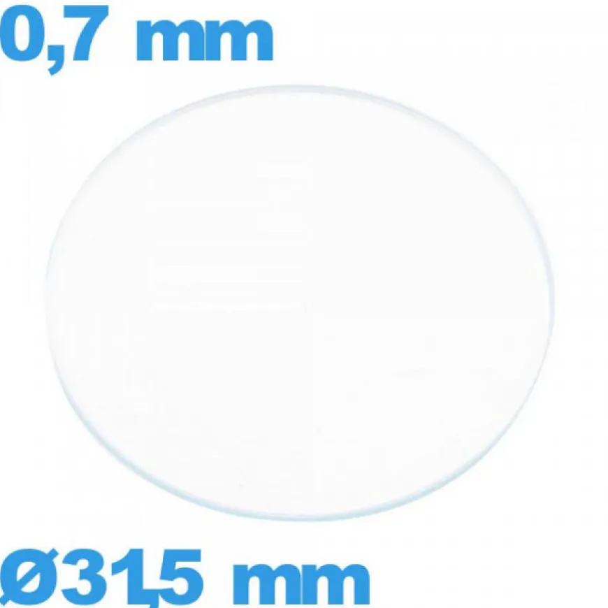 Verre verre minéral circulaire 31,5 mm montre