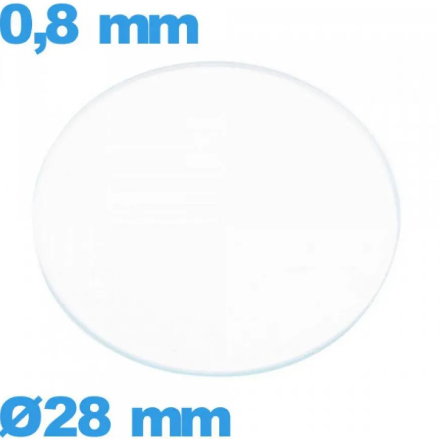 Verre verre minéral circulaire montre 28 mm