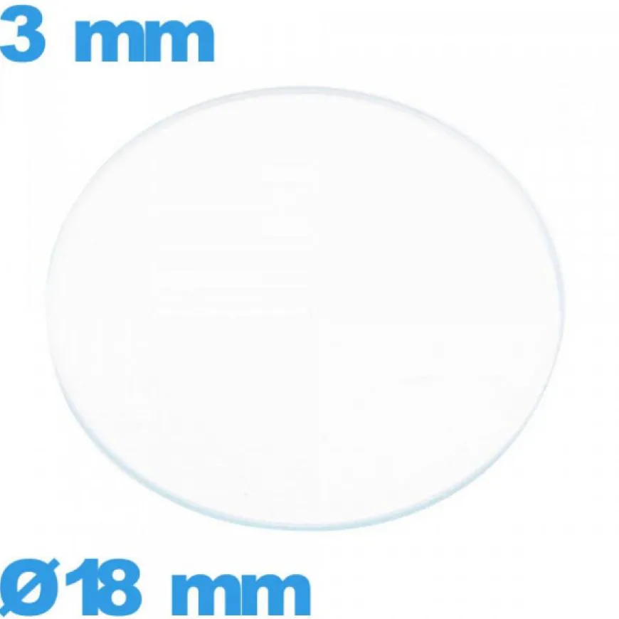Verre verre minéral circulaire de montre 18 mm